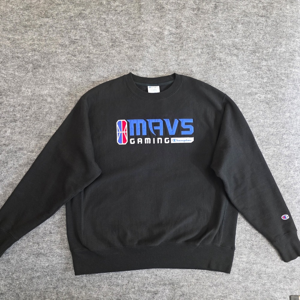 Champion Reverse Weave Dallas MAVS GAMING Black Crewneck Sweatshirt Mens‎ XL